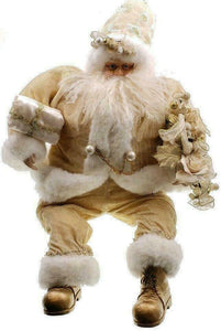 Huge 33x20 inch Santa Claus Figure Figurine Gold Christmas Father Gold