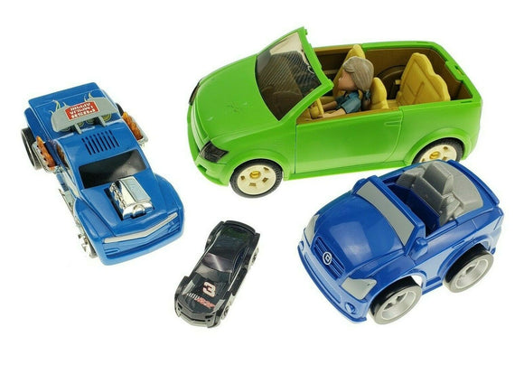 Lot of 4 cars Fisher-Price Little People In Cars Boys in Race cars Children Toys