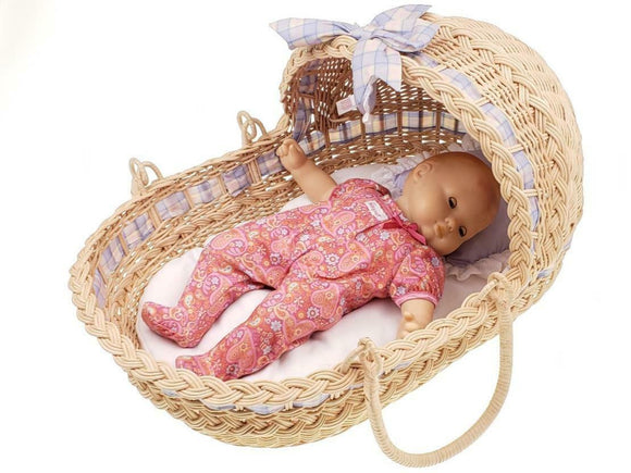 Bitty Baby American girl Doll, Moses Wicker Basket, and Bedding