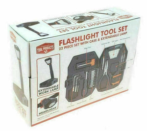 22 PIECE FLASHLIGHT HARDWARE TOOL PORTABLE SET WITH CASE FOR HOME AND CAR