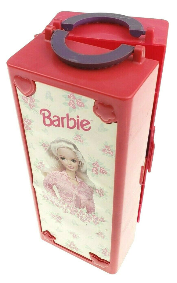 Vintage Barbie Fold up Closet with Handles and drawers inside Hot pink toy