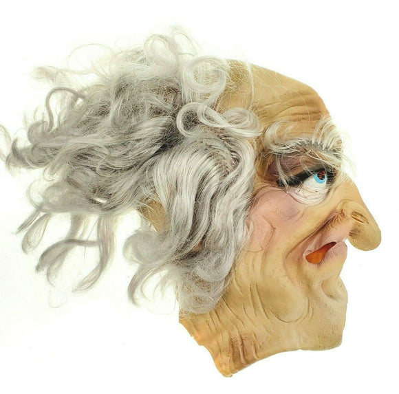 Rare Creepy old man with hair halloween horror scary costume mask adult latex