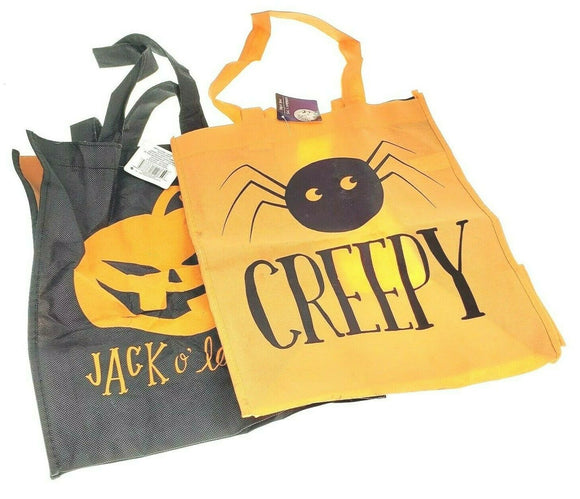creepy jack lentesn halloween Treat Paper Bag pumpkin and spider w/ Handle